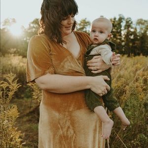 Baltic Born - Meghan Velvet Wrap Maxi Dress - GOLD